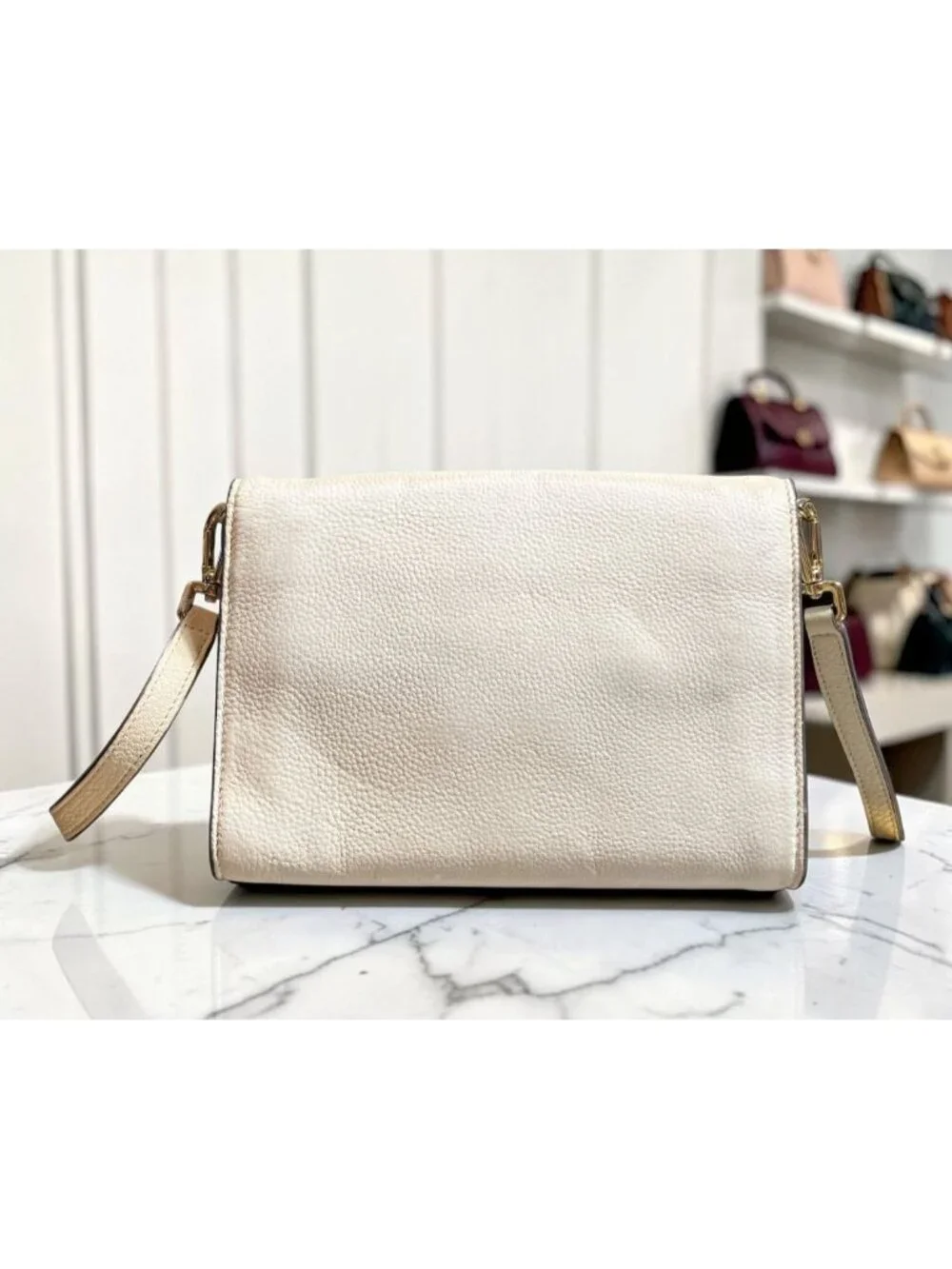 TORY BURCH WHITE LEATHER BOMBE SHOULDER BAG/CROSSBODY